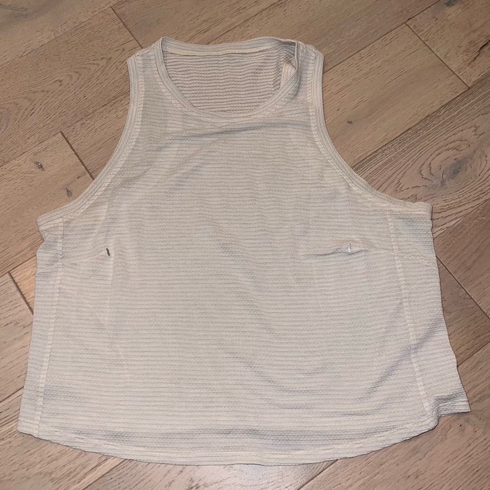 Lululemon Run and Train Racerback Tank Women Size 10 Heathered White Opal